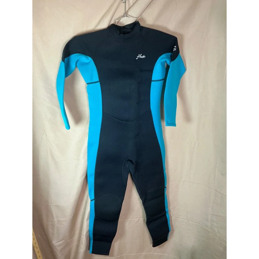 Hevto Wetsuit Kids 14 Black Blue New 3/2mm Neoprene Full Thermal Youth K01-Blue
